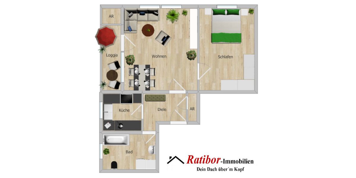 Gut vermietete 2 Zimmer-Mansardenwohnung mit Loggia und Stellplatz in ruhiger Wohnlage RH-Nord - Dachgeschoßwohnung Roth | Angebot:26737653